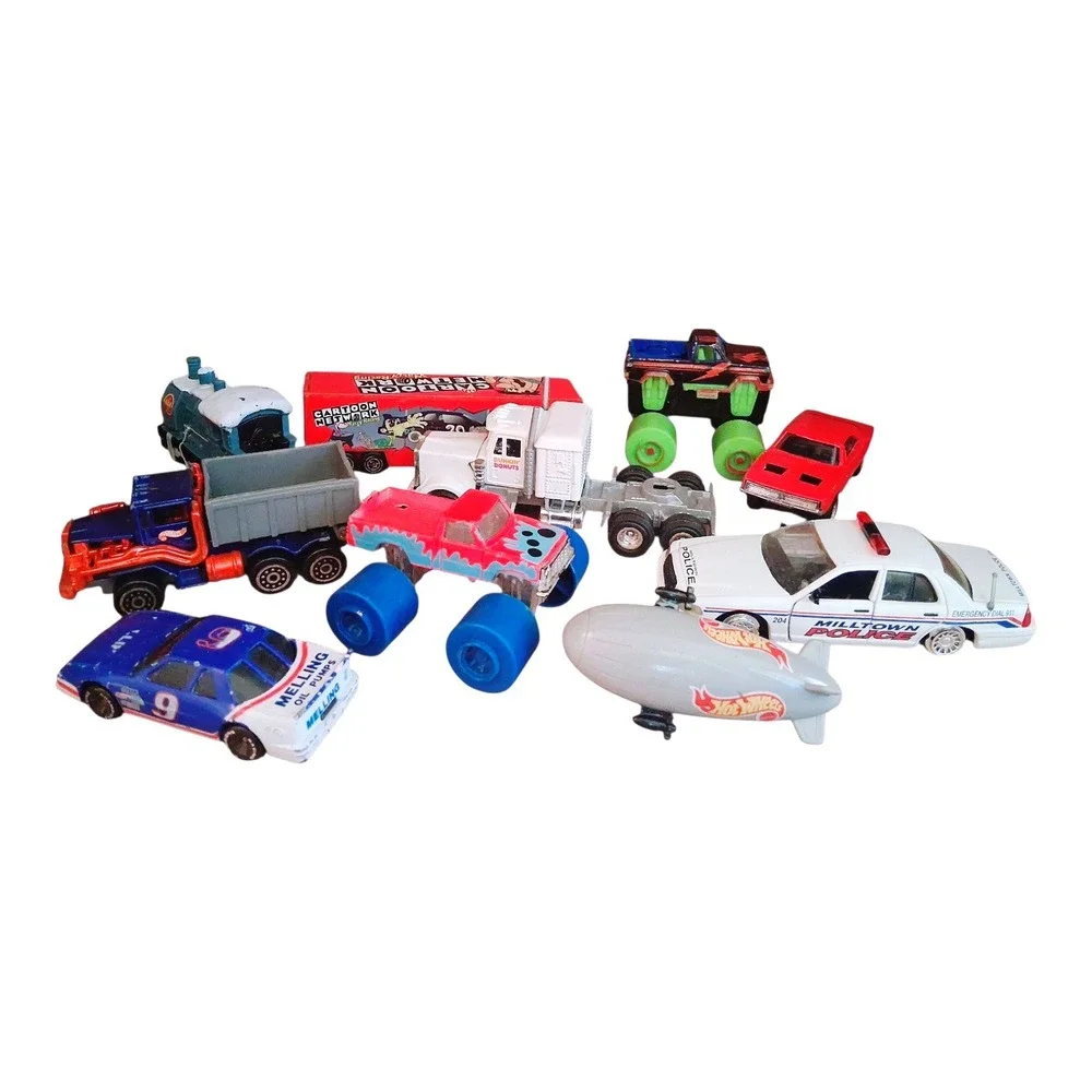 Vintage 1990s Diecast 10 Toy Car Lot Hot Wheels Cartoon Network Train Police Car